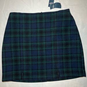 NWT Hollister Skirt Navy & Green Plaid Y2K High Rise Large